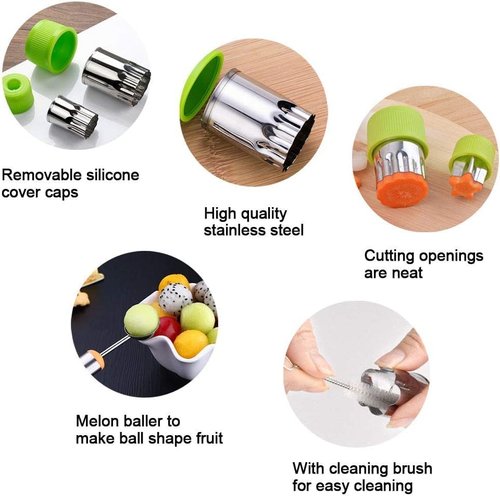 LetGoShop Cookie Cutter Set - 12 Shapes Biscuit Cutters with Safety Handle & 10 Cartoon Food Forks