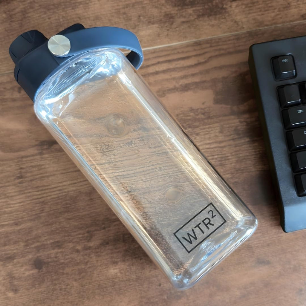 WTR² 32oz Square Water Bottle, Clear, Leakproof Lid, BPA/BPS-Free Tritan, Lightweight & Impact Resistant for Work, Gym & Everyday Use