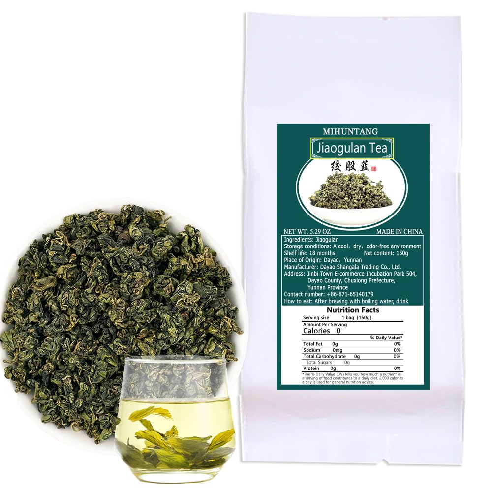 Jiaogulan tea (Gynostemma Pentaphyllum) 5.29 oz herbal flower Chinese green tea Authentic wild tea 绞股蓝150g