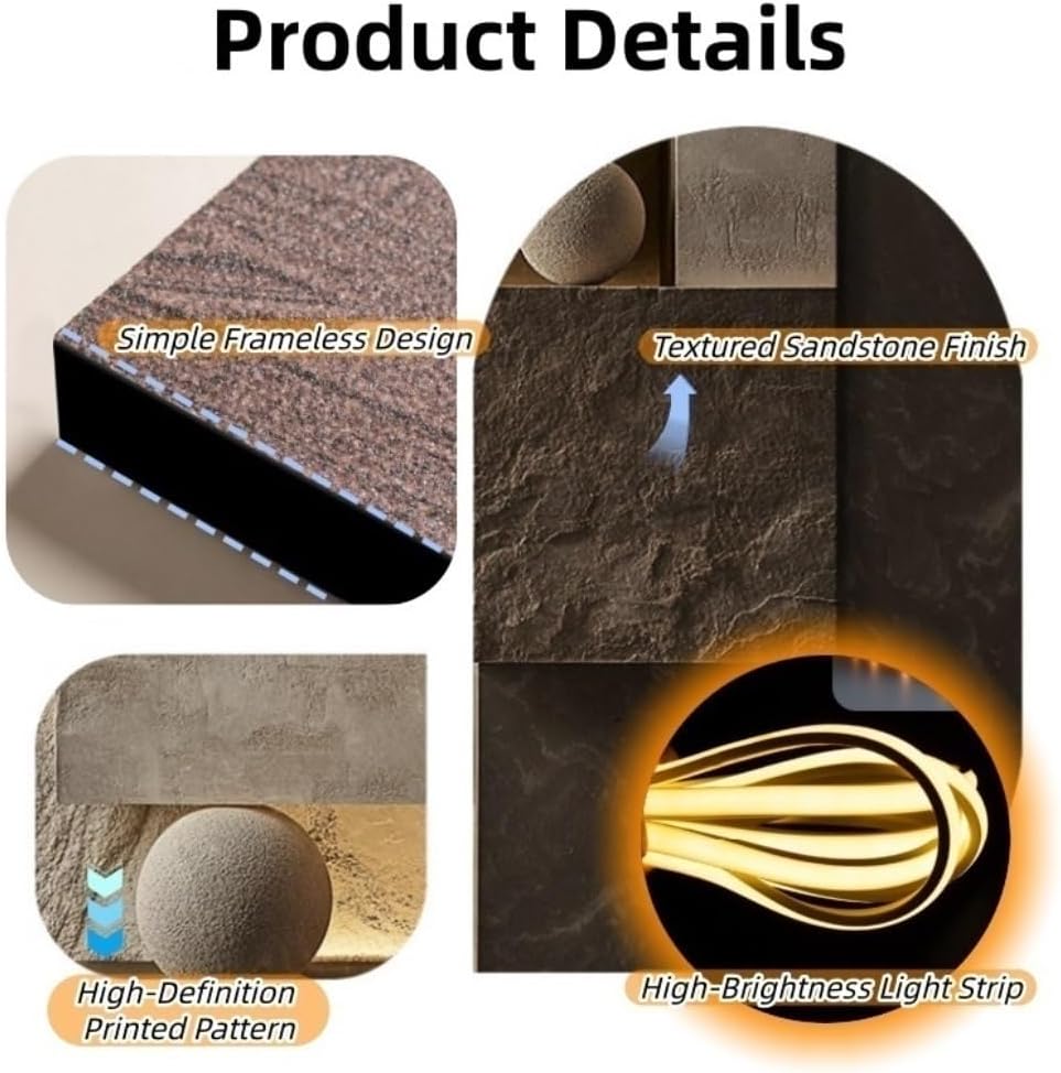 Skiennix Sandstone Textured Wall Art - Modern Geometric LED Lighted Decor | 27.6x39.4in