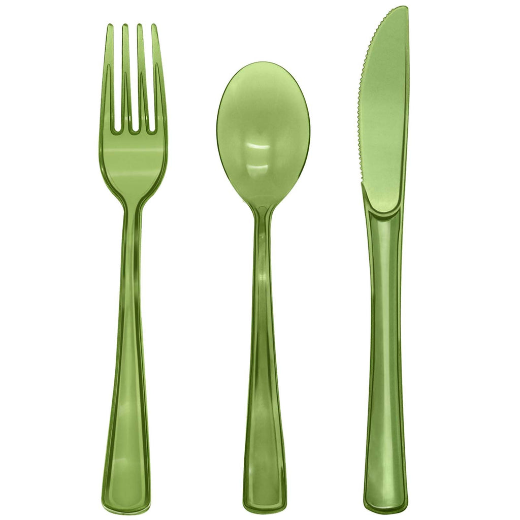 150 Pcs Sage Green Plastic Silverware, Disposable Plastic Utensils Heavy Duty, Green Silverware Sets Includes 50 Forks 50 Knives 50 Spoons for Birthday, Baby Shower, Picnic