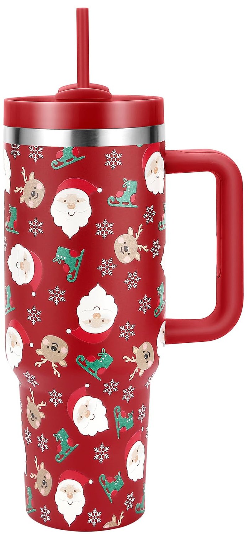 40 oz Tumbler with Handle and Straw, 2 in 1 Lid, Vacuum Insulated Stainless Steel Double Wall Water Bottle Travel Mug - Holiday Gifts for Women Men - Owl