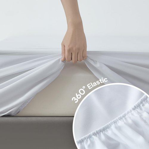 Maple&Stone King Fitted Sheet Only - Bulk Pack of 6 Bottom Sheets - Premium Soft & Breathable, Brushed Microfiber Fabric for King Size （White）