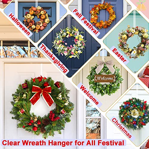 15-Inch Clear Plastic Wreath Hangers for Front Door - 2 Pack Over the Door Hooks