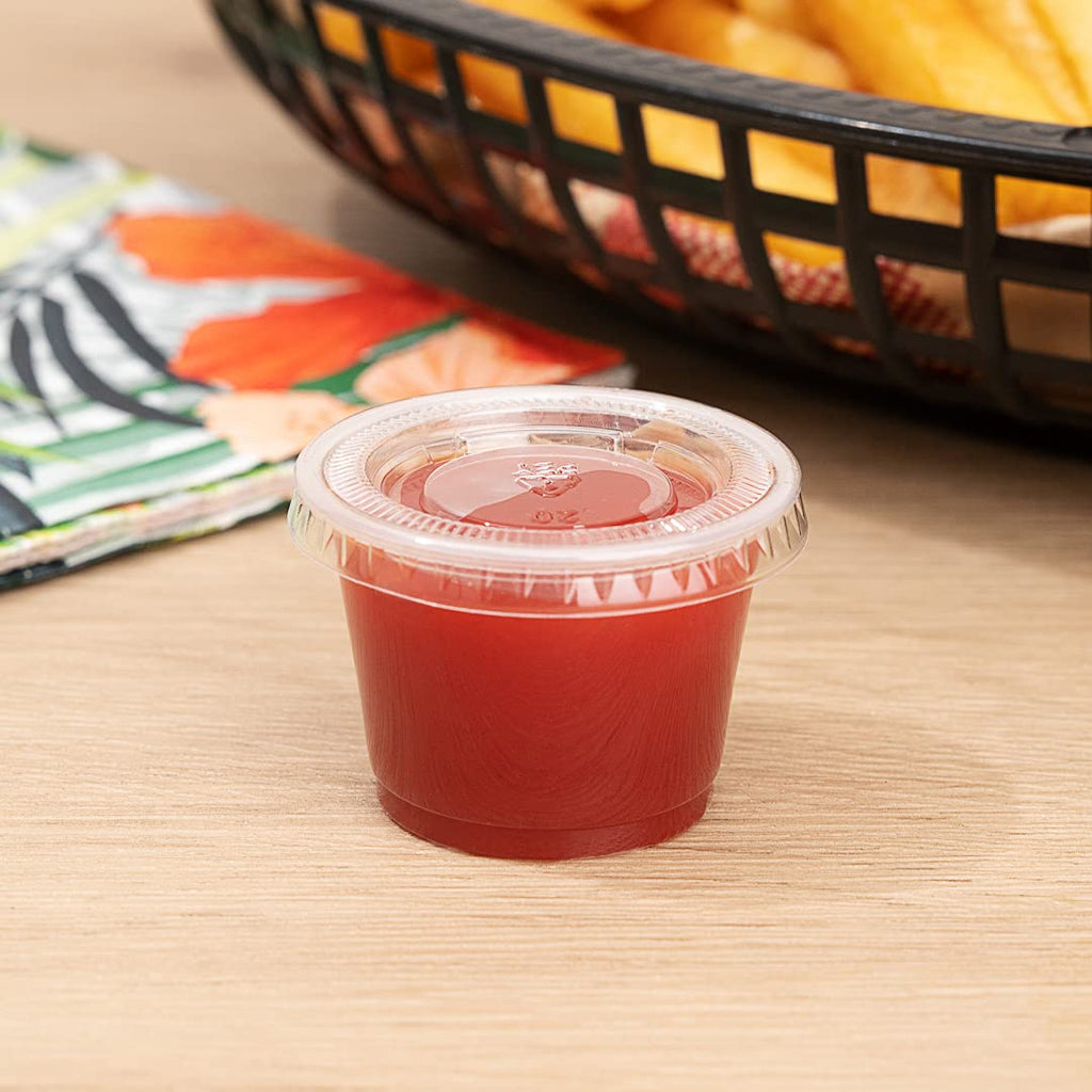 Restaurantware RW Base 1 Ounce Sauce Cups 2000 Microwave-Safe Condiment Cups - Crack-Resistant Disposable Clear Plastic Portion Cups For Samples Sauces Or Toppings Lids Sold Separately