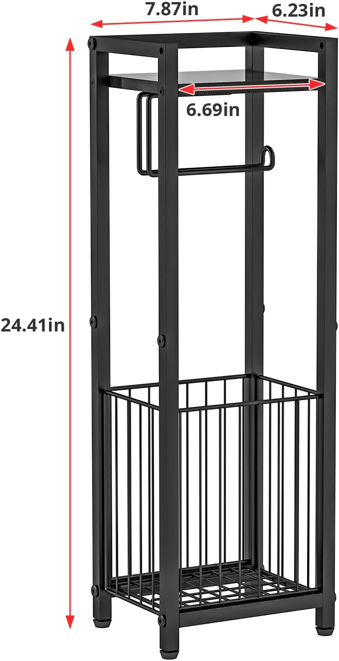 Skiennix Narrow Side Toilet Paper Holder - Freestanding Storage Rack for Small Spaces, Bathroom Tissue & More