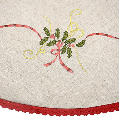 Grelucgo 36-Inch Embroidered Christmas Tree Skirt (Round 36 Inch) for 4–6 ft Tree, Double Thickness