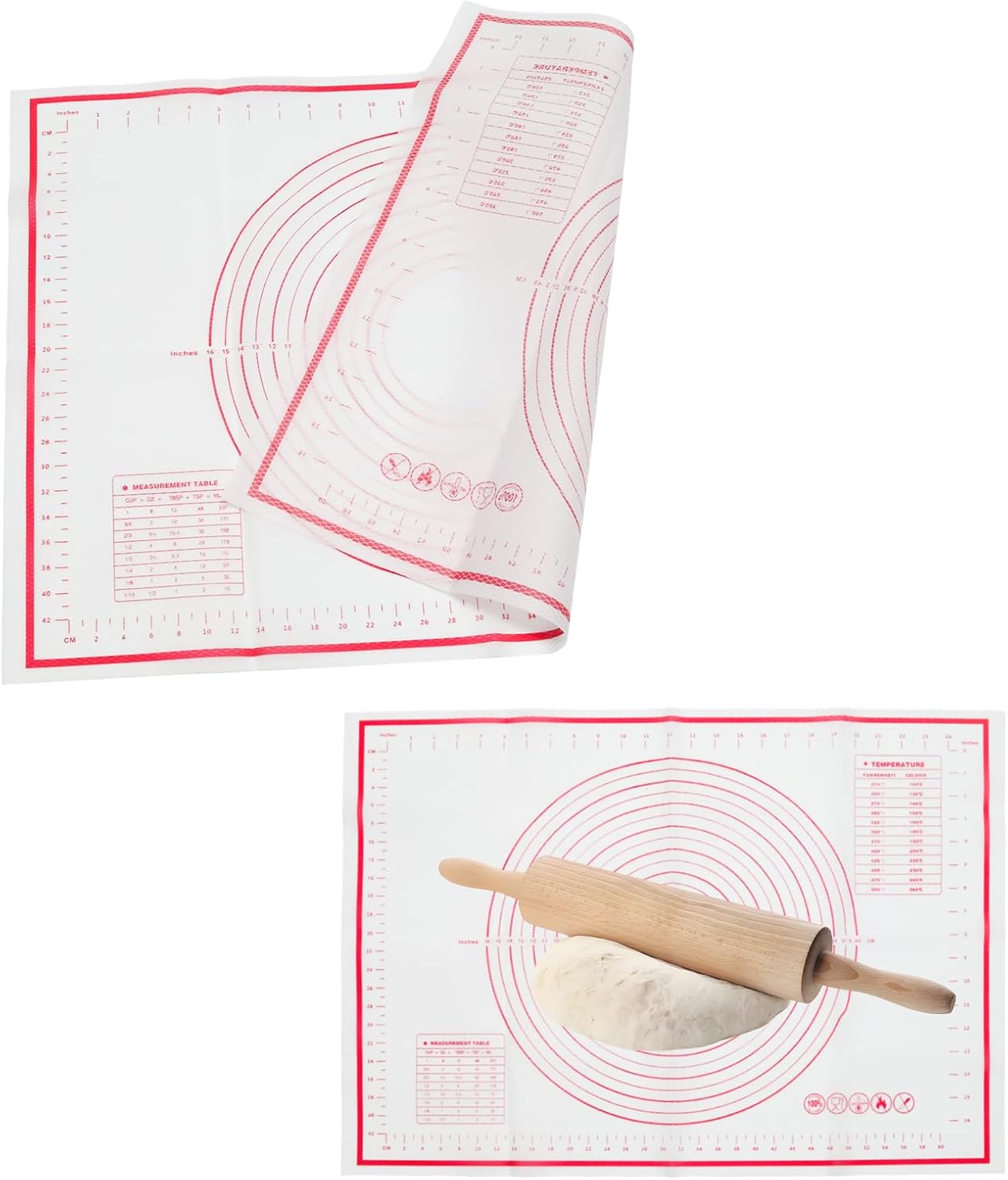 Skiennix Silicone Pastry Mat - 20" x 28" Non-Slip Baking Mat with Measurements | Extra Large for Cookies & Pizza