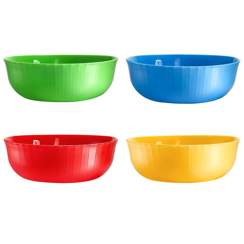 Okllen Set of 12 Anti-soggy Cereal Bowls, Plastic Divided Bowl for Chip and Dip, Separated Snack Bowl Sauce Dipping Dish for Ice Cream, Yogurt and Berries, 4 Colors