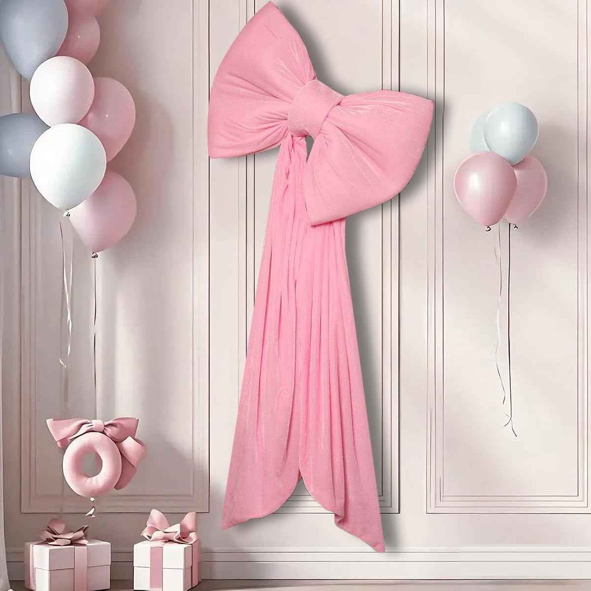 Skiennix Large Coquette Bow - Giant 24x47 Inch Pink Bow for Party, Wedding, Baby Shower & Decor