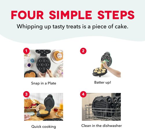 Dash MultiMaker® Treat Maker System - Create Mini Donuts, Cupcakes & Waffles - Easy Cleanup, Aqua