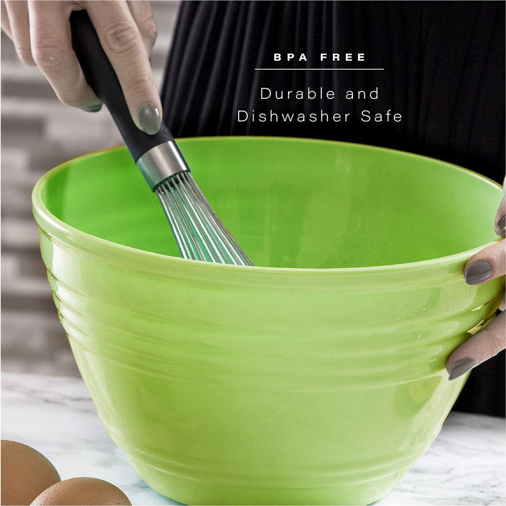 BINO | Mixing Bowl Set with Lids | Versatile Plastic Bowls for Kitchen Mixing, Serving, and Storage - 4-Piece Mixing Bowl Set in Various Sizes | Space-Saving Nesting Design | Dishwasher Safe
