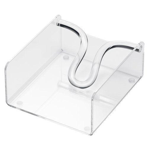 Clear Acrylic Square Cocktail Napkin Holder (5.1"x5.5"), Unbreakable Plastic Napkin Dispenser with Weighted Arm and Non-Slip Pads, Kitchen, Dining Table, Bathroom Vanity, Shatterproof BPA-free