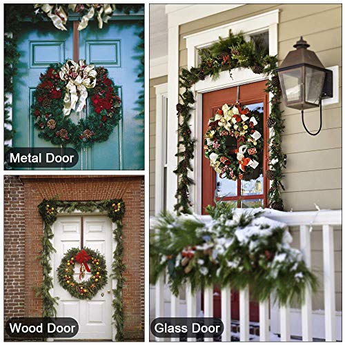 Adjustable Door Wreath Hanger (15"-24"), Heavy Duty 20lb Front Door Hook - Nickel