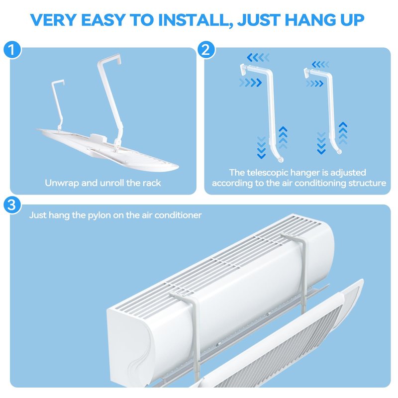 YANWEI Air Conditioner Deflector,Adjustable Retractable Blinds Suitable for Mini split AC/Heating System,Enhance Cooling and Heating Circulation,Compatible for Daikin、Carrier、Gree、senville、COSTWA