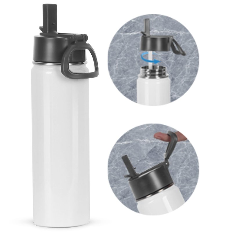 Draheri Sublimation Sports Water Bottle blanks, 22 Oz Sublimation Tumblers, Double Wall Stainless Steel Sports Water Bottle Flask with Portable Handle, Individually Boxed (8 Pack)
