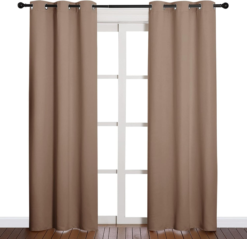 NICETOWN Blackout Curtains - Thermal Insulated Grommet Drapes for Bedroom | 42x84 Inch, Cappuccino
