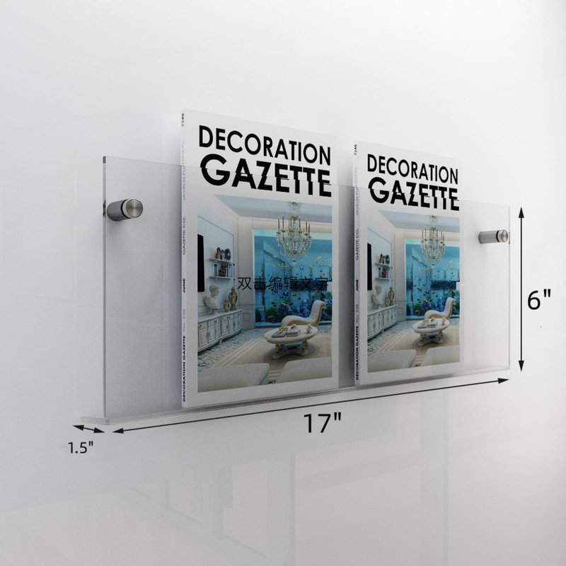 4-Pack 17" Acrylic Magazine Holder Vinyl Records Holder, Display Floating Bookshelves Wall Mounted, Hanging Nursery Book Shelves for Waiting Room, Living Room, Office