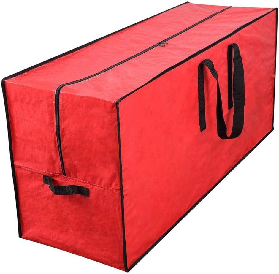 Primode Christmas Tree Storage Bag - Fits Up to 7.5 Ft Disassembled Tree | 45"x15"x20" Red Zippered Case