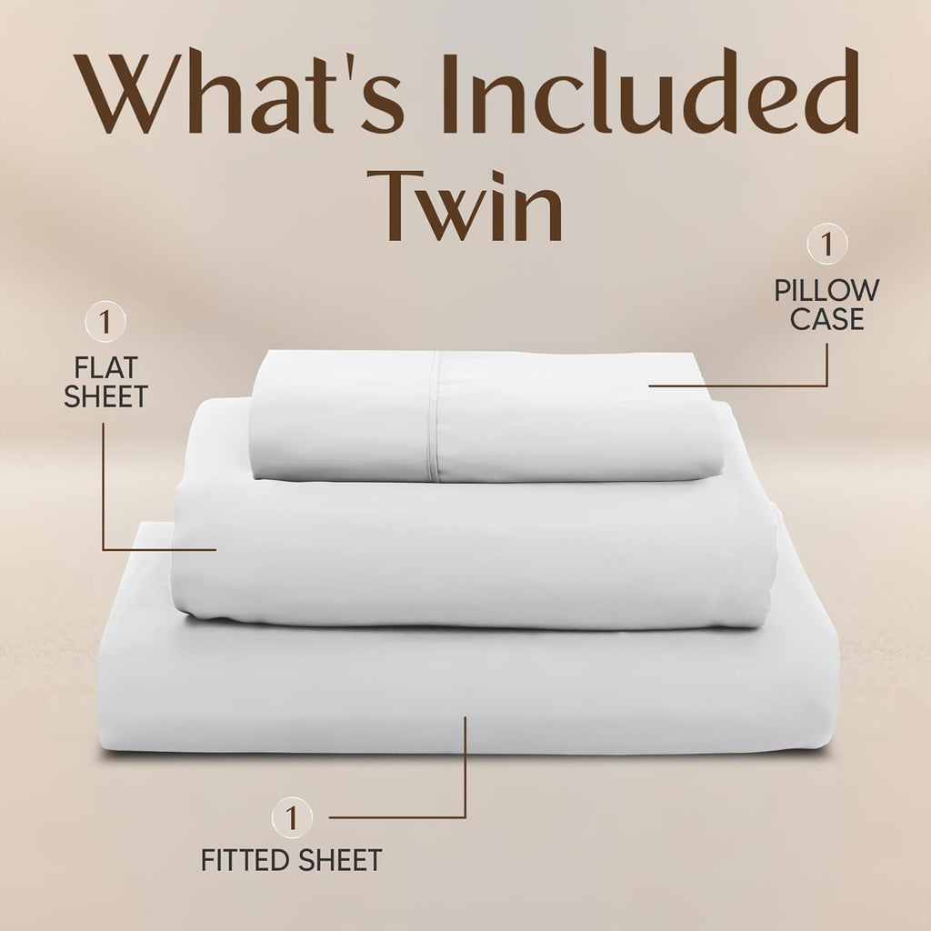 Utopia Bedding Twin Sheet Set - Soft & Breathable 3-Piece Microfiber Bed Sheets | Oeko-Tex Certified (White)