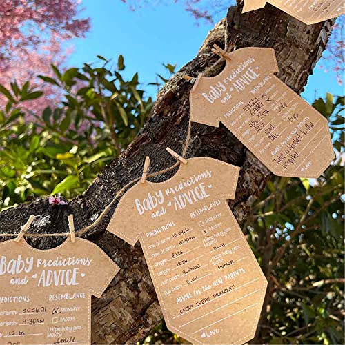 Kate Aspen Baby Predictions Advice Cards Kraft & White - Baby Shower Game & Keepsake