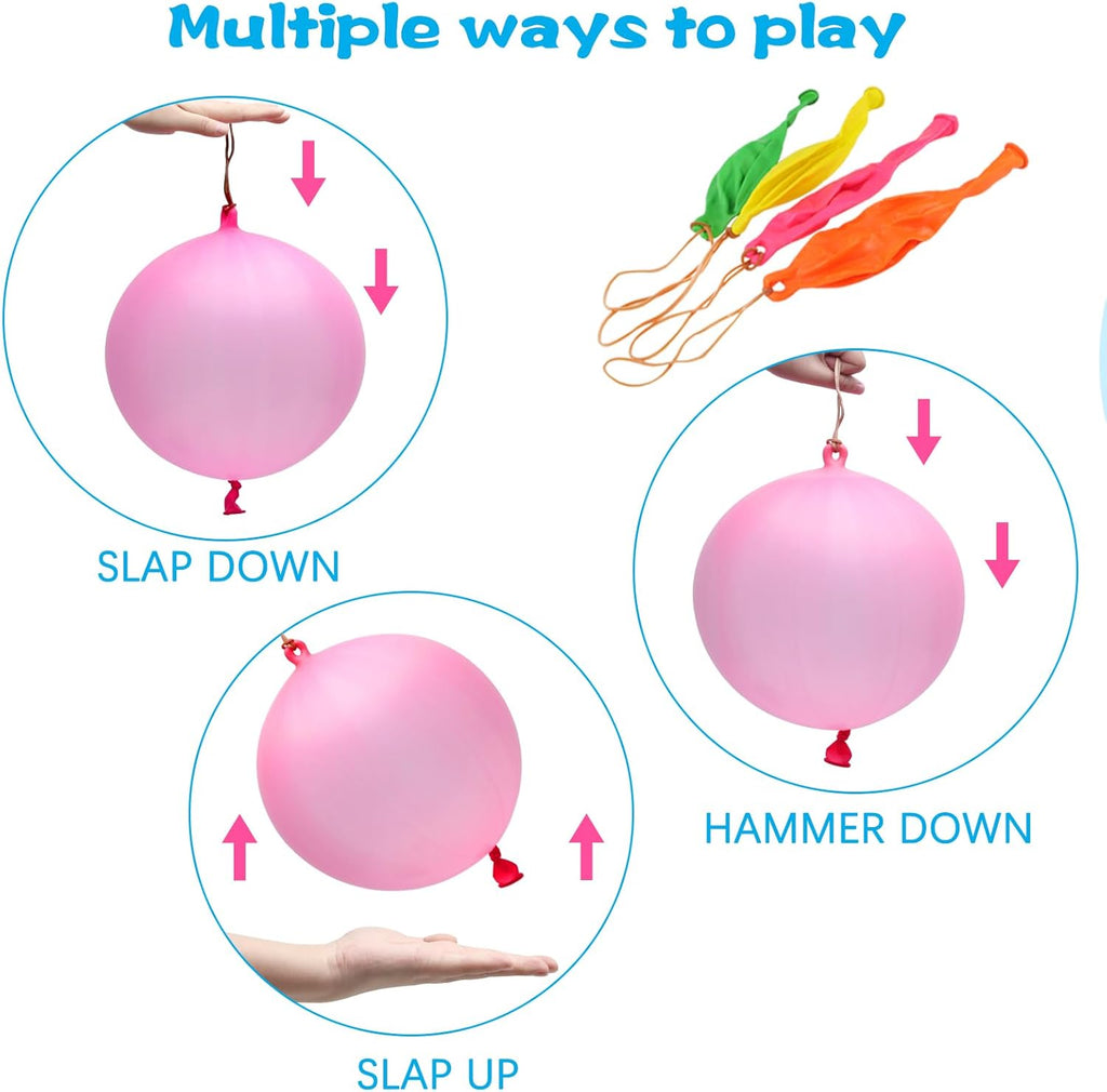 RUBFAC Punch Balloons - 36Pcs Heavy Duty Neon Party Balloons for Kids' Outdoor Fun & Goodie Bags