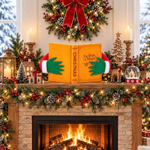 Elf Christmas Tree Topper with Book Reading Design - Festive Holiday Decor