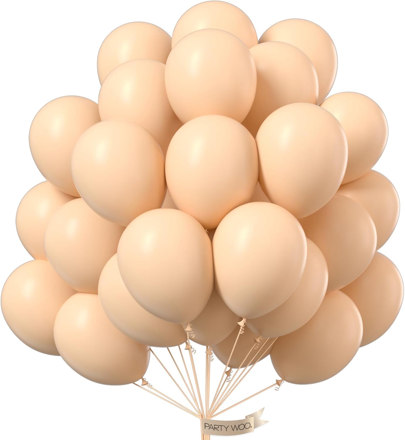PartyWoo Nude Balloons - 101pcs 12 Inch Apricot Latex Helium Balloons for Boho Theme Parties