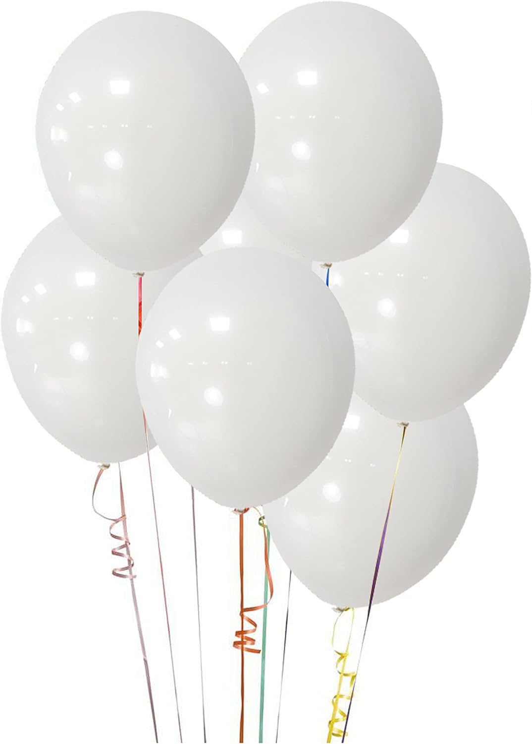 ASIYUHY White Balloons - 100 Pack 12 Inch Latex Balloons with Ribbons for Weddings & Parties