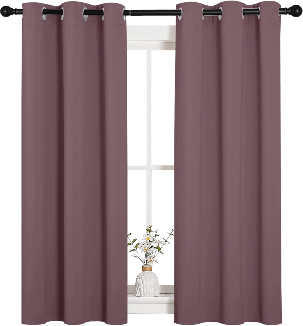 NICETOWN Blackout Window Curtain Panels - Thermal Insulated Draperies in Dry Rose | 34 x 54 Inches, 1 Pair