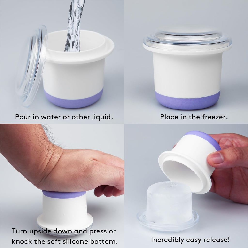 RITOFY Silicone Large Ice Molds for Whiskey - Cylinder Ice Molds Set of 4 Big ice Column Makers with Lids for Cocktails, Bourbon, High Ball, Soda, Baby Food and Drinks for Freezer