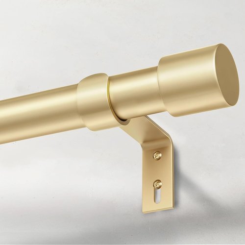 IFELS Heavy Duty Curtain Rod - Adjustable 66 to 120 Inch | Gold Metal Finials & Modern Design