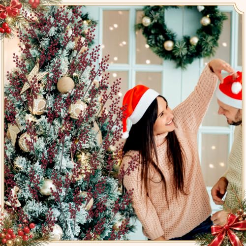 Norme Matte Burgundy 12 Pcs Christmas Berry Picks 16" Glitter Stems (Variation: Matte Burgundy)