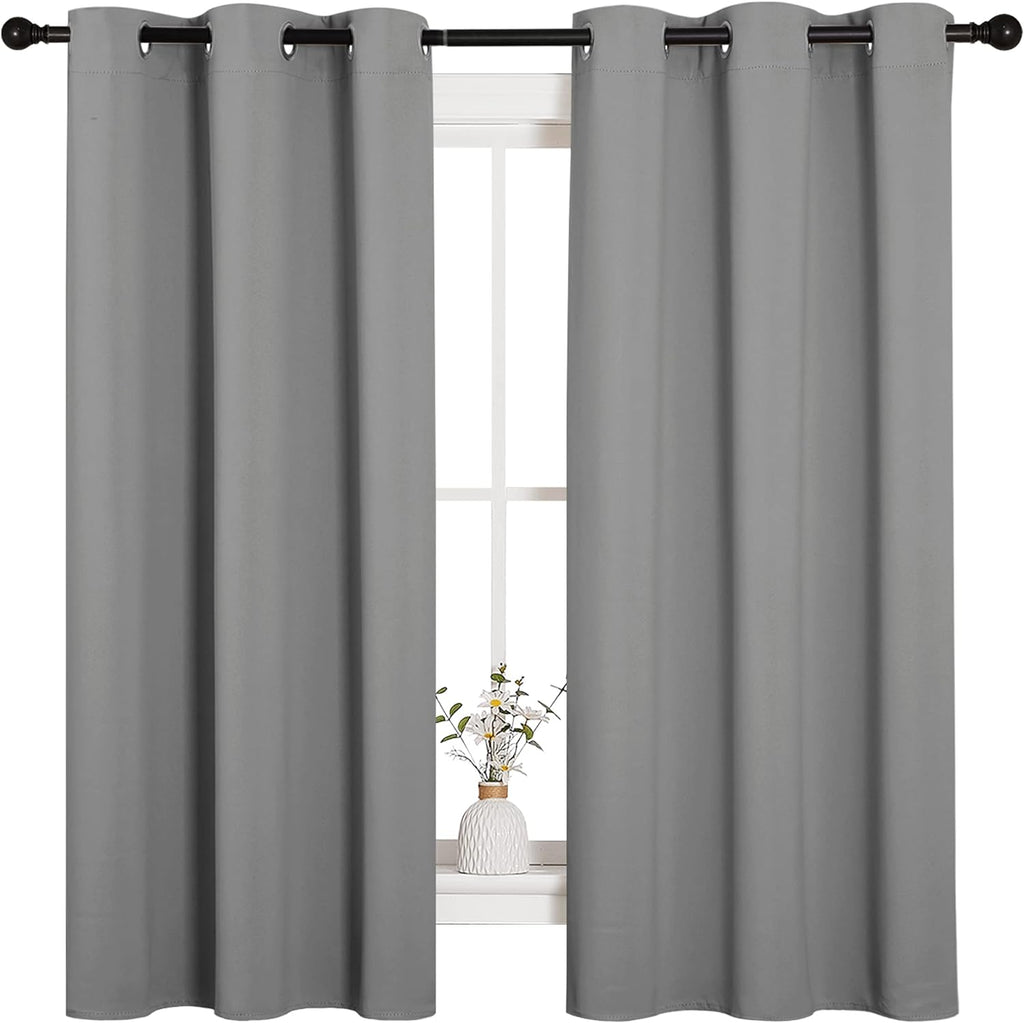 NICETOWN Silver Grey Thermal Insulated Blackout Curtains - Kids Window Drapes, 2 Panels (W42 x L63-Inch)