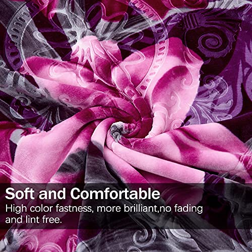 JML King Size Purple Lily Fleece Blanket 87x95in Thick & Warm Bedding