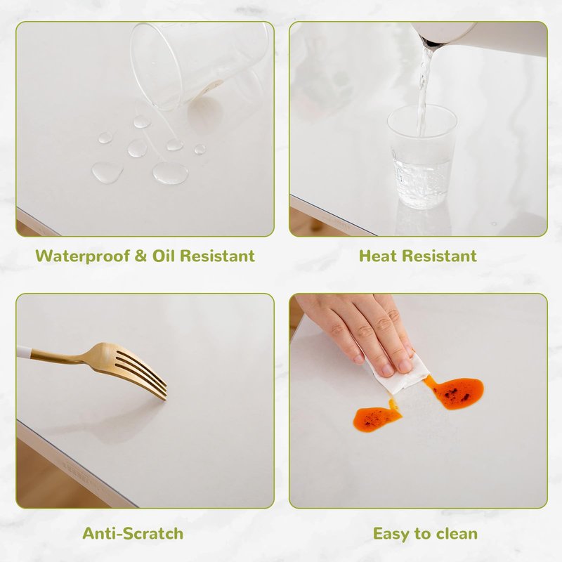 Eisdroma 54 x 54 Inch Clear Table Cover Protector, Clear Table Protector for Dining Room Table, 1.5mm Plastic Table Cover, Waterproof Table Pad for Kitchen, Office