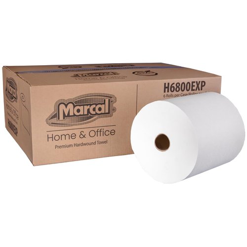 Marcal® Premium Hardwound Towels - 7.875” x 800’ Roll Towels, 6 Rolls/Case, Fits Universal Dispensers