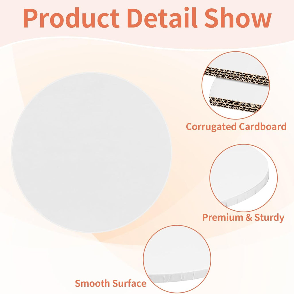 Sturdy 12 Inch Round Cake Boards by [Brand Name] - Durable 1/2 Inch Cake Drums for Multi-Layer Cakes, White, 2 Pcs