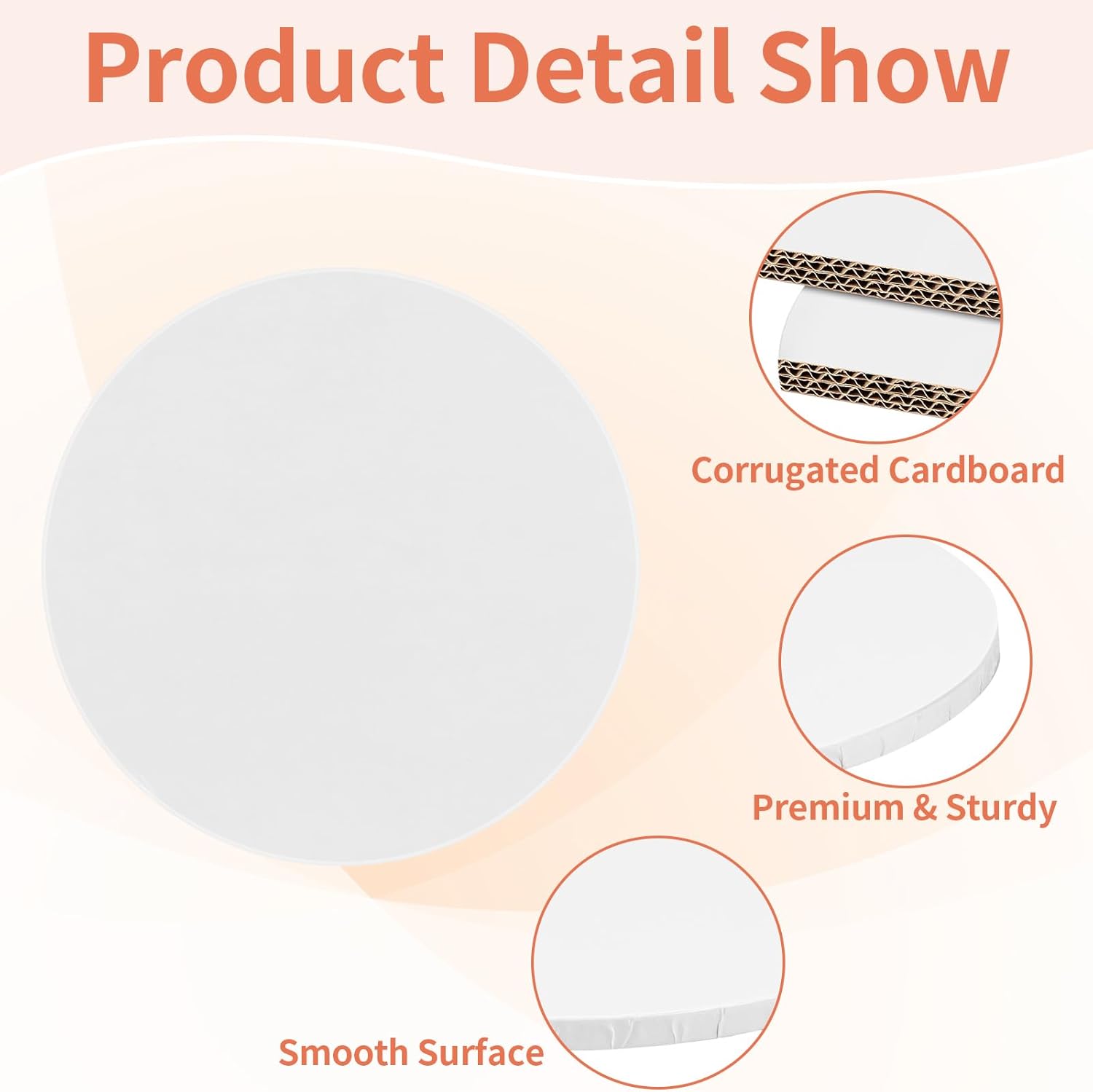 Sturdy 12 Inch Round Cake Boards by [Brand Name] - Durable 1/2 Inch Cake Drums for Multi-Layer Cakes, White, 2 Pcs
