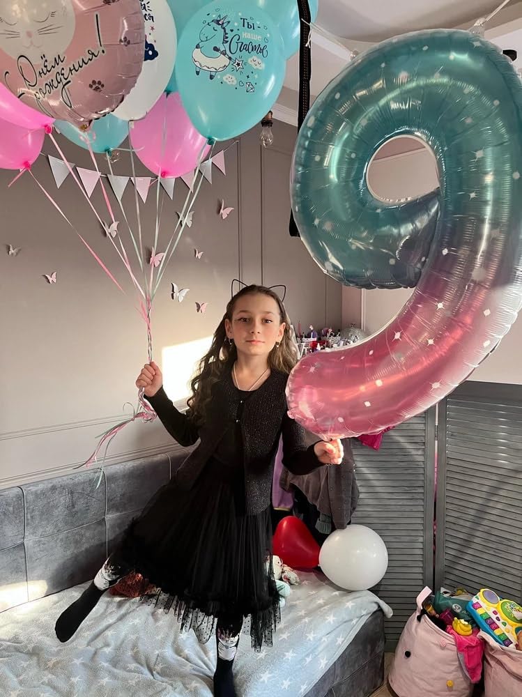 Starry Sky 40-Inch Number 4 Balloon - Perfect 4th Birthday Decorations for Girls | Large Party Decor