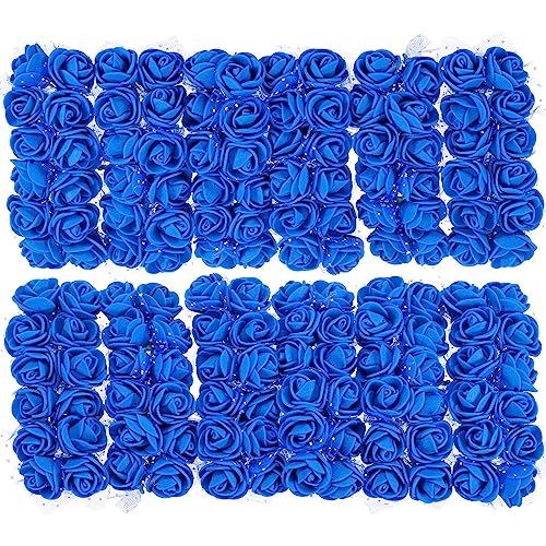 Bright Blue Artificial Rose Flower Heads Pack of 144 - 0.8 to 1 Inch Faux Flowers for DIY Wedding & Party Decor