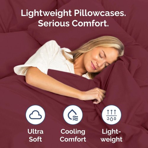 King Pillow Cases by Luxurious Home | Ultra Soft Hotel Quality - Wrinkle-Free, Stain Resistant - 2 Piece Set in Burgundy