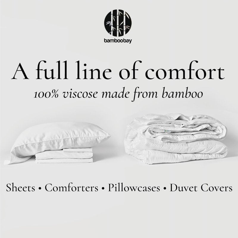 Bamboo Bay 6 Piece Queen Size Sheet Set, 100% Viscose Made from Bamboo, Breathable, Ultra Soft Cooling Bed Sheets for Hot Sleepers, Beddings with Deep Pockets Fit 16" Mattress, White