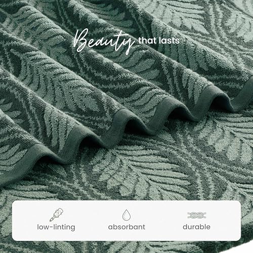 Cotton Blend Bath Towel with Locker Loop - 30" x 56" Fern Pattern Jade