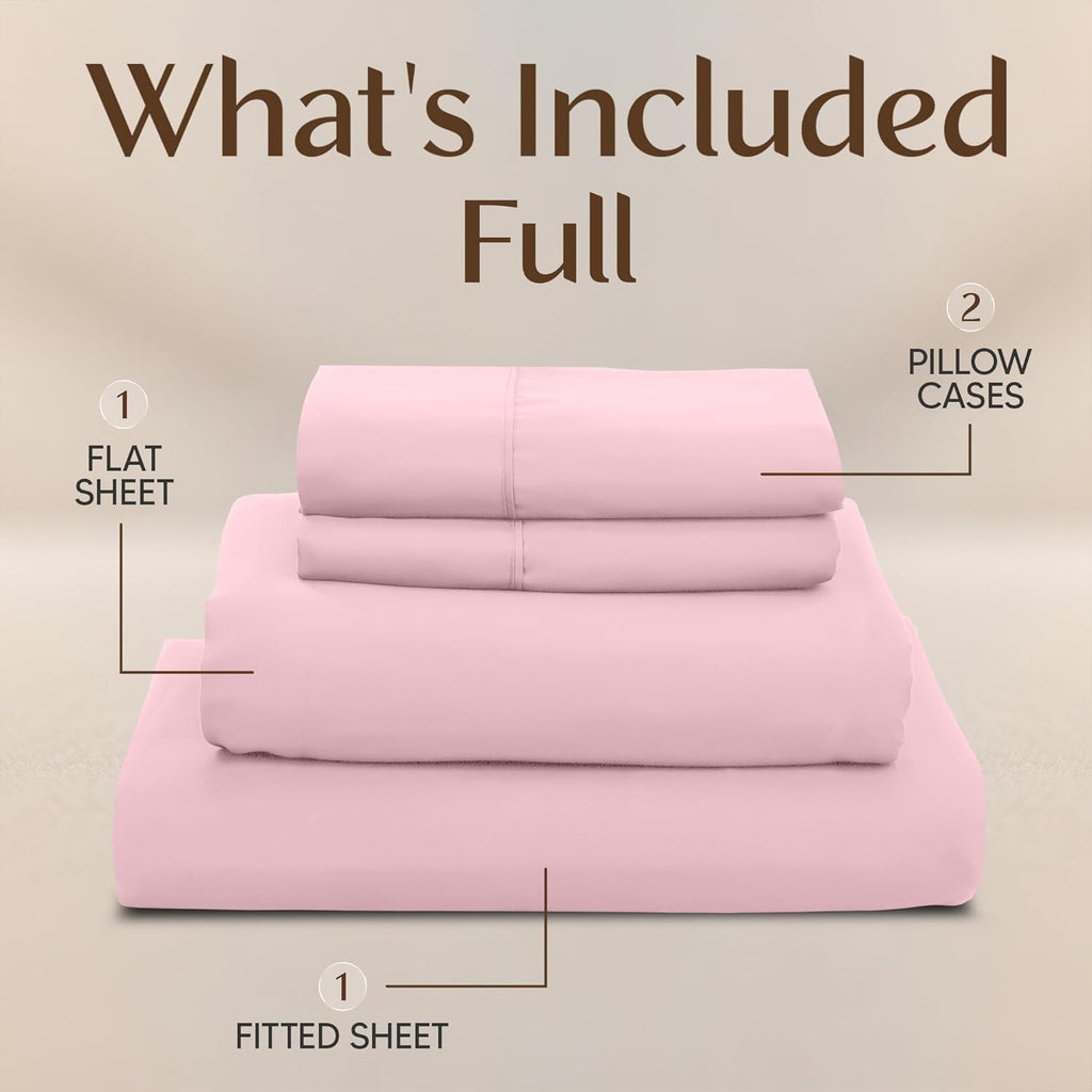Utopia Bedding Full Bed Sheets Set - 4-Piece Brushed Microfiber - Fade Resistant & Easy Care | Full Size, Pink