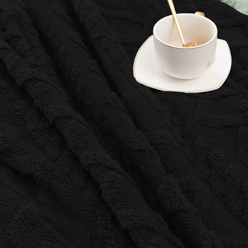 Easy-Going 80X133 inches Sofa Cover, Jacquard Velvet Oversized Couch Slipcover for 3 Cushion Couch, L Shape Sectional Covers for Dogs, Washable Sofa Blanket, Furniture Protector for Pets, Black