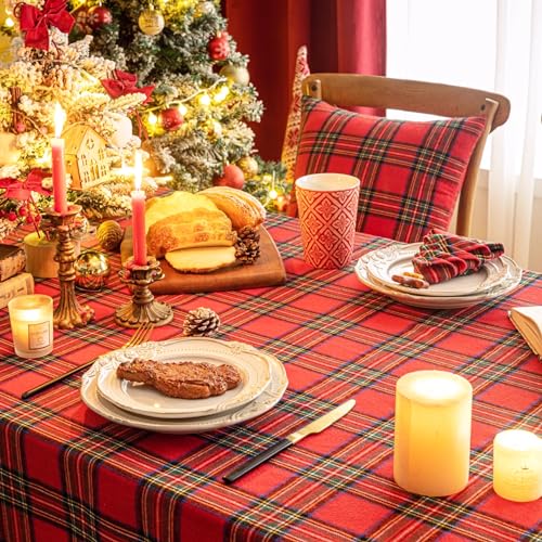 AQOTHES Red Big Plaid Christmas Tablecloth 60x84 Rectangular - Premium Polyester
