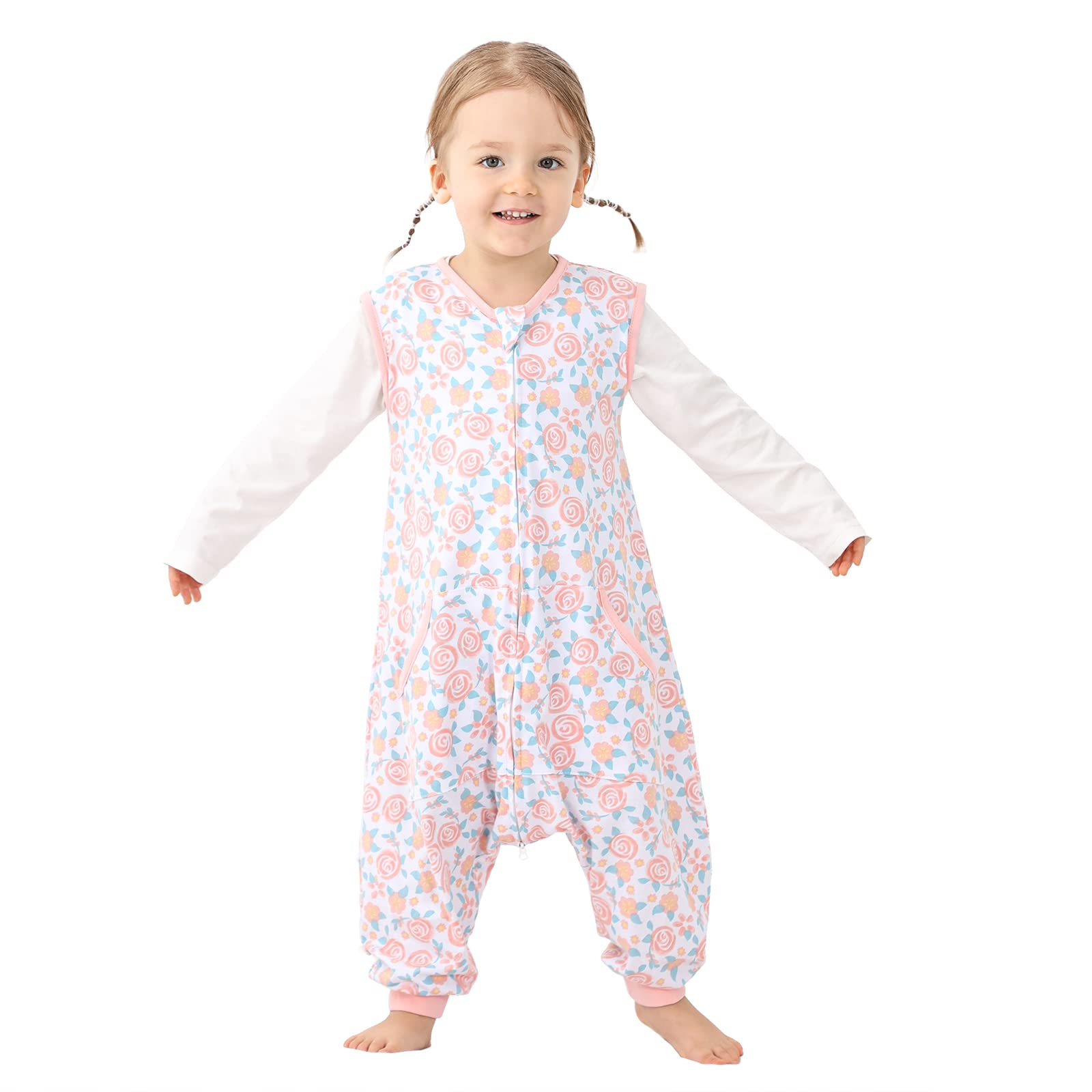 WONDAY Toddler Sleep Sack with Feet, 0.5 Tog Sleeping Sacks for Walking with Legs 2T 3T