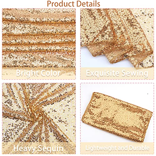 Fivenl Champagne Gold Sequin Table Runner 12 x 72 Inches - Pack of 12 for Weddings & Parties
