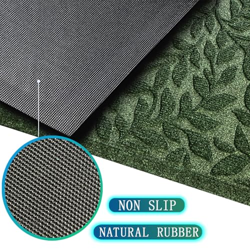 Heavy Duty Front Door Mat 17x30 Inch Non-Slip Rubber Entrance Rug Green